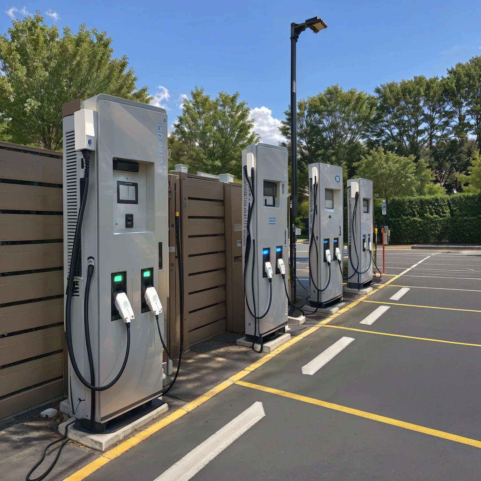 there are many electric charging stations in a parking lot, by Randy Post, static, graphic”, easy, graphic, by Sam Black, port, portlet photo, energy, eeri, shag, conceptual, alternate angle, overload, modeled, photo illustration, gm, asset, very neat, electric, 2070, america, by Scott M. Fischer