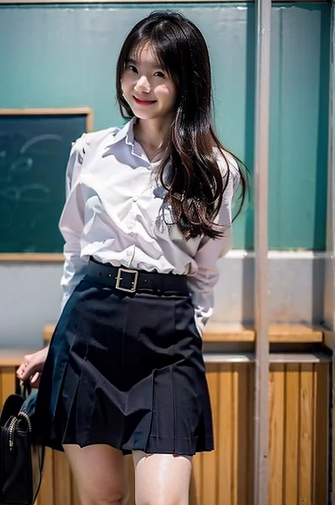 Lift up your skirt、Blushing、Showing panties、、Black Hair、Showing panties、Lift up your skirt、Pull up your skirt、Condescending expression、smile、School classroom