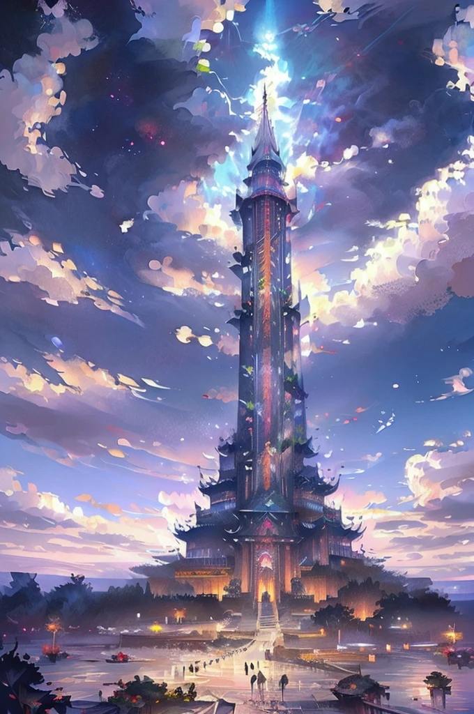 oriental city on the rainforest, upper look, dark concept art, fantasy illustration, dark fantasy artwork, artwork, painting, fantasy concept art, landscape, delicate illustration, soft brush swipes, soft paint,