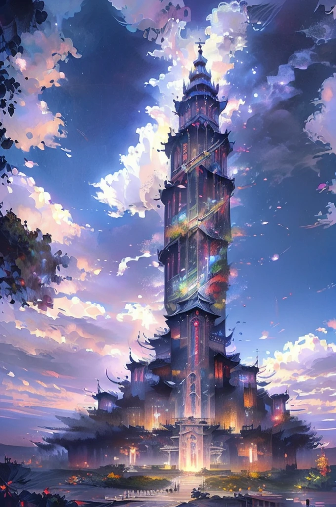 oriental city on the rainforest, upper look, dark concept art, fantasy illustration, dark fantasy artwork, artwork, painting, fantasy concept art, landscape, delicate illustration, soft brush swipes, soft paint,