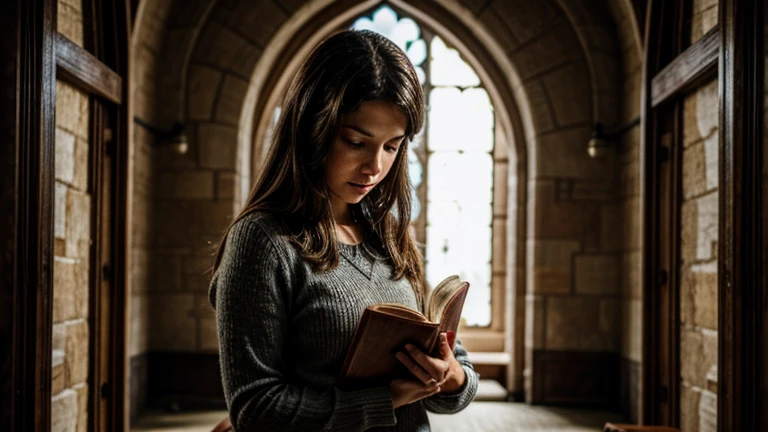 A woman with a Bible praying with great faith