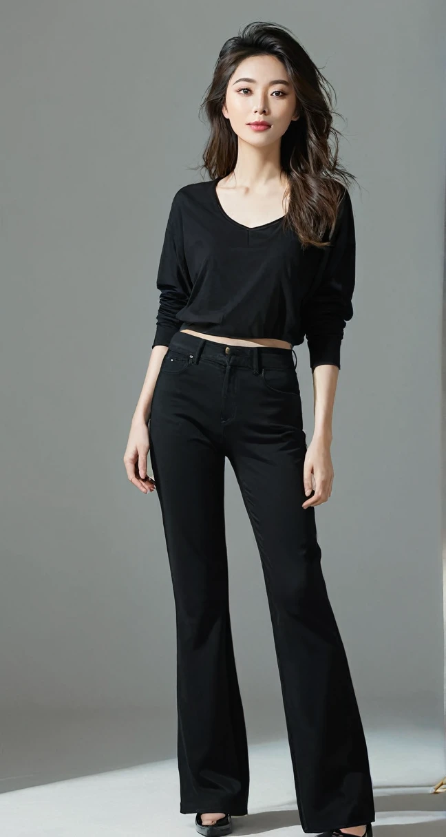 Full Body Girl, with long black pants 