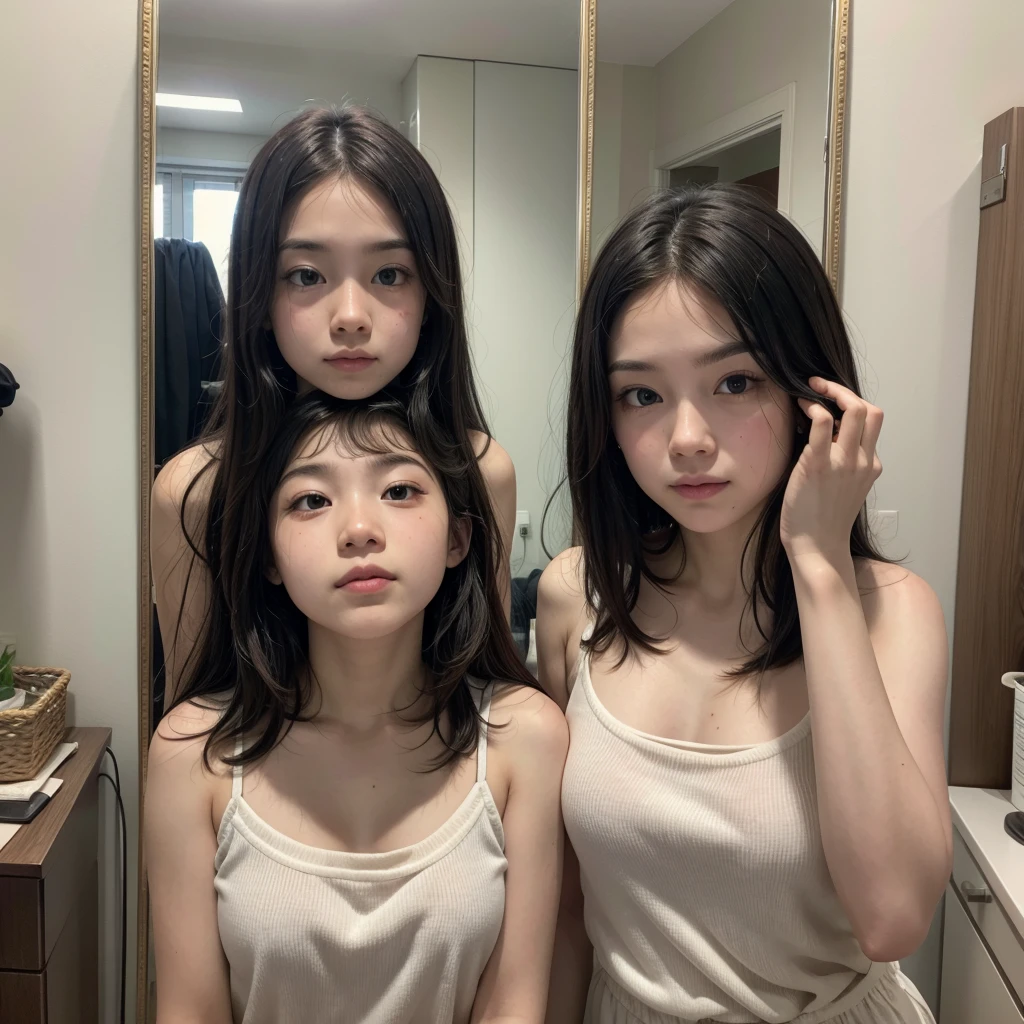 Looking in the mirror while taking a photo