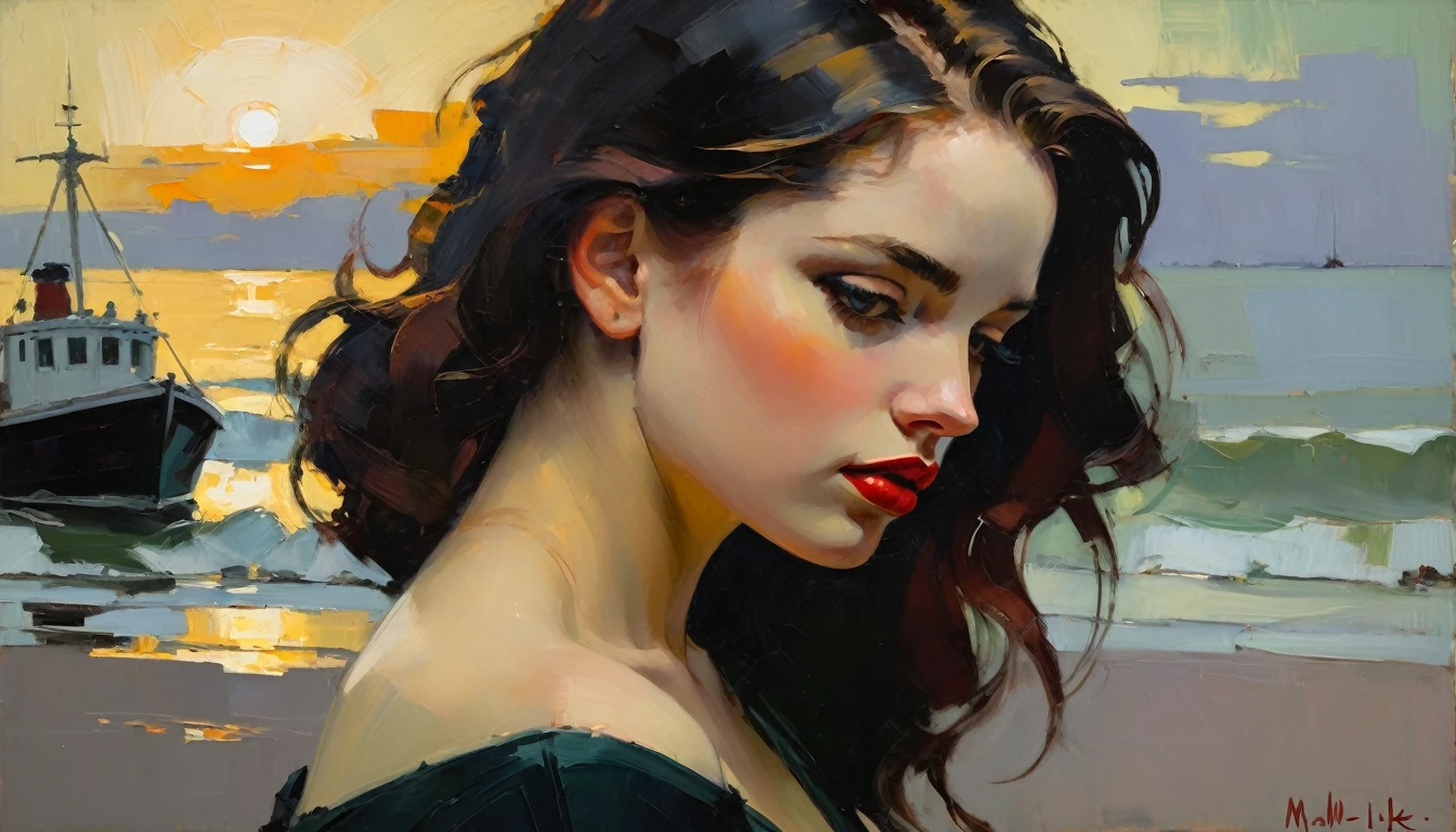 Create a plain, evocative background using the expressive and textured brushstrokes characteristic of Malcolm Liepke's art style. Use a muted color palette with subtle variations in tone to create depth and visual interest. Focus on the tactile quality of the oil paint, incorporating gentle gradients and soft transitions between colors. Allow the brushstrokes to remain visible, adding a sense of raw emotion and intimacy to the background.