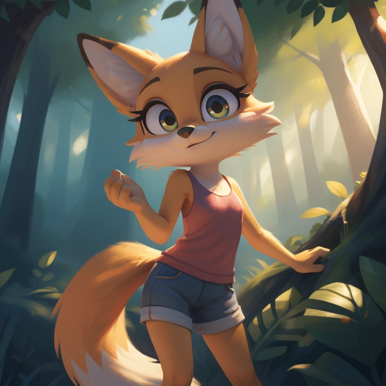 (by qupostuv35:0.8), (by siroc:0.8),
female, (Detailed face), [(thin:1.1) : small  : (fox):4], (Detailed face), (more details, detailed background:1.1), lush eyelashes, tail, in the dark forest