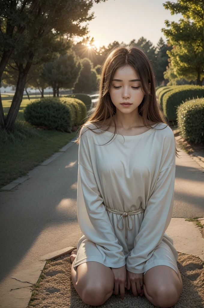 A captivating image in ultra-realistic 4K
Setting: A serene and welcoming environment, like a green hill at sunset, with an atmosphere of peace and tranquility.
Main elements:
Figure of Jesus: Jesus standing or sitting in the center of the image, with a kind and compassionate expression. He should be dressed in simple, light clothing, radiating a soft, welcoming light.
Anxious people: Various human figures of different ages, ethnicities and genders, approaching Jesus with expressions of concern and anxiety. Some people may be kneeling, others reaching out to Him, symbolizing the act of releasing their anxieties.
Act of throwing: Visual representations of anxieties being thrown at Jesus. This can be symbolized by small lights or glowing spheres coming out of people and heading towards Jesus, where they dissolve into light.
Additional Details:
Light: A soft, golden glow emanates from Jesus, gently illuminating the faces and hands of those around him. The light should convey a feeling of comfort and relief.
Nature: Leafy trees and colorful flowers all around, a golden sky with orange clouds from the sunset, and a peaceful river running in the background, symbolizing peace and renewal.
Atmosphere: The image should convey a sense of relief, peace and divine care, with a soft, warm color palette, suggesting that anxiety is being replaced by the care and love of Jesus, 3D rendering, photography, cinematic.