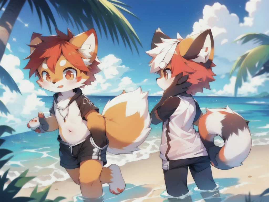 Red Panda Girl,Ocean,