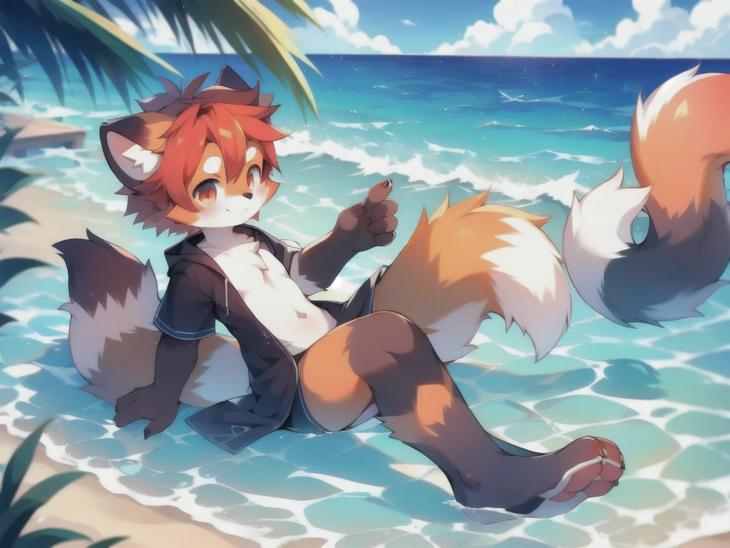 Red Panda Girl,Ocean,