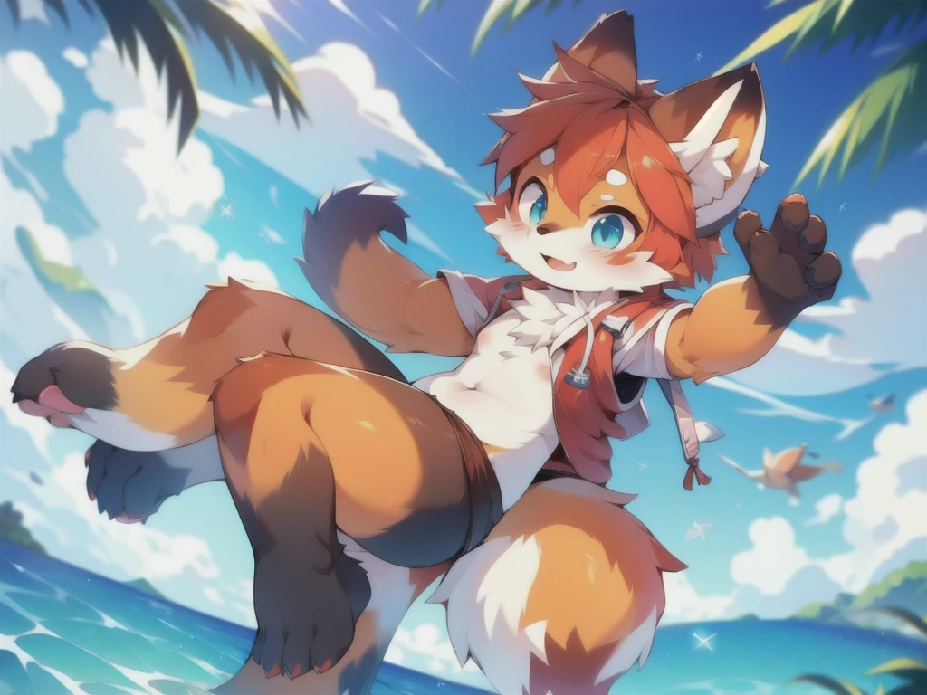 Red Panda Girl,Ocean,