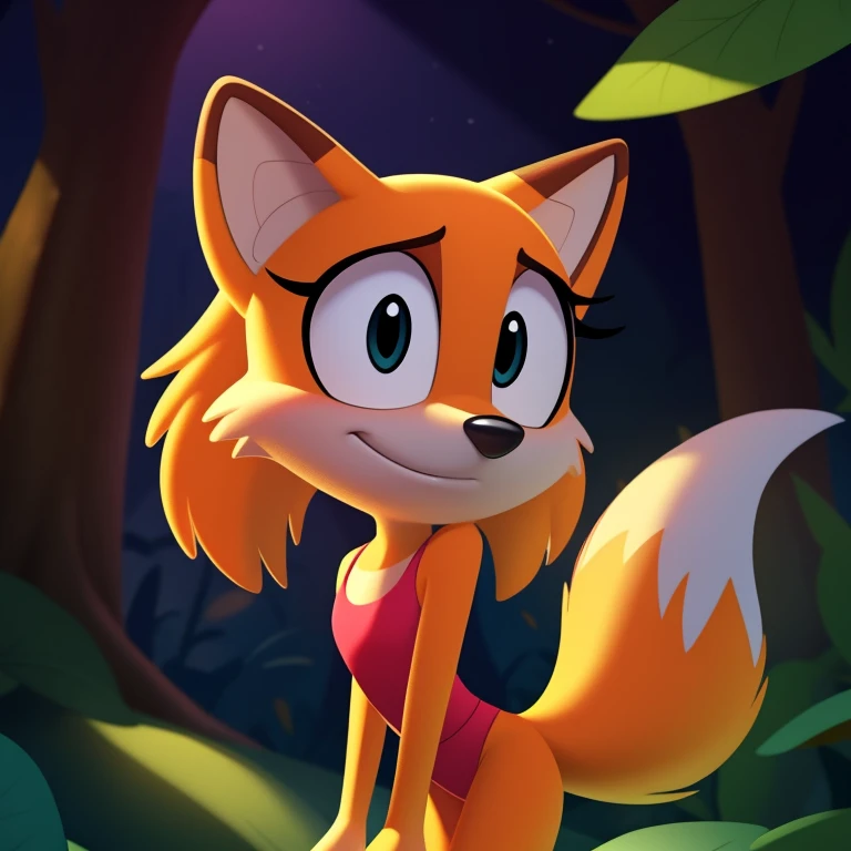 (by qupostuv35:0.8), (by siroc:0.8),
female, (Detailed face), [(thin:1.1) : small  : (fox):4], (Detailed face), (more details, detailed background:1.1), lush eyelashes, tail, in the dark forest