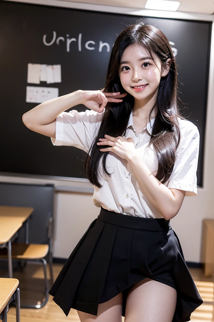 Lift up your skirt、Random 、Random pose、smile、Showing panties、Japanese 、Black Hair、Showing panties、Lift up your skirt、Pull up your skirt、School classroom