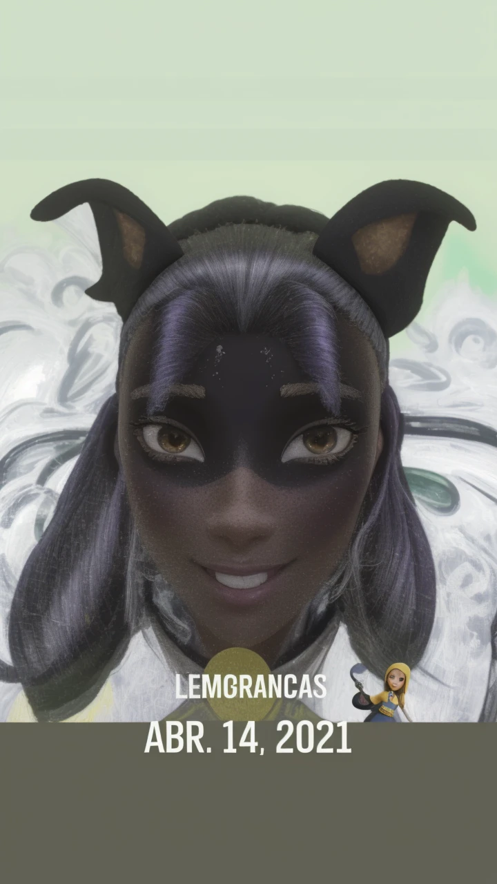 Uma mulher branca 26 anos, com cabelos loiro claro, rosto fino, com sorriso encantador, segurando um microfone, na igreja, Wearing purple jumpsuit with yellow and blue pant pockets and long black mage shirt , Teaching Children and Brown Eyes, Estilo Disney Pixar, com cores brilhantes