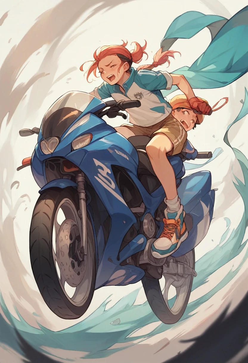 Rahul and his friends are racing while riding a bike at high speed.