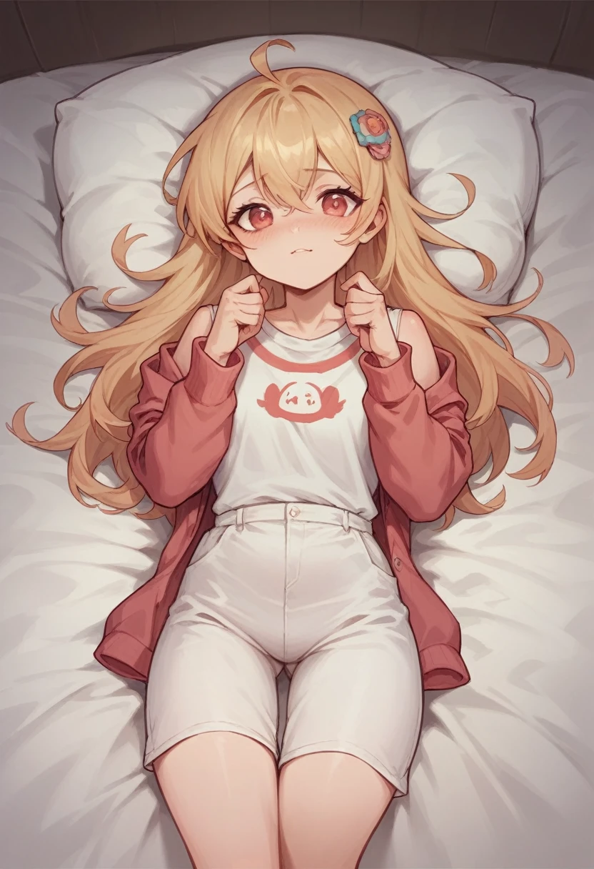 masterpiece, best quality, 8k, 1girl, without costume, on the bed, very cute face and skin, colourful