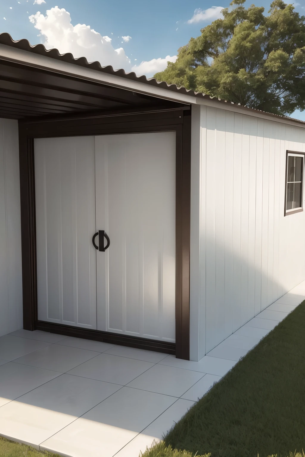 portao garagem,
lambril,
portao externo,
2,50m x 2,50m rectangular bronze,
20cm upper part with gaps wall closed with white ceramic,