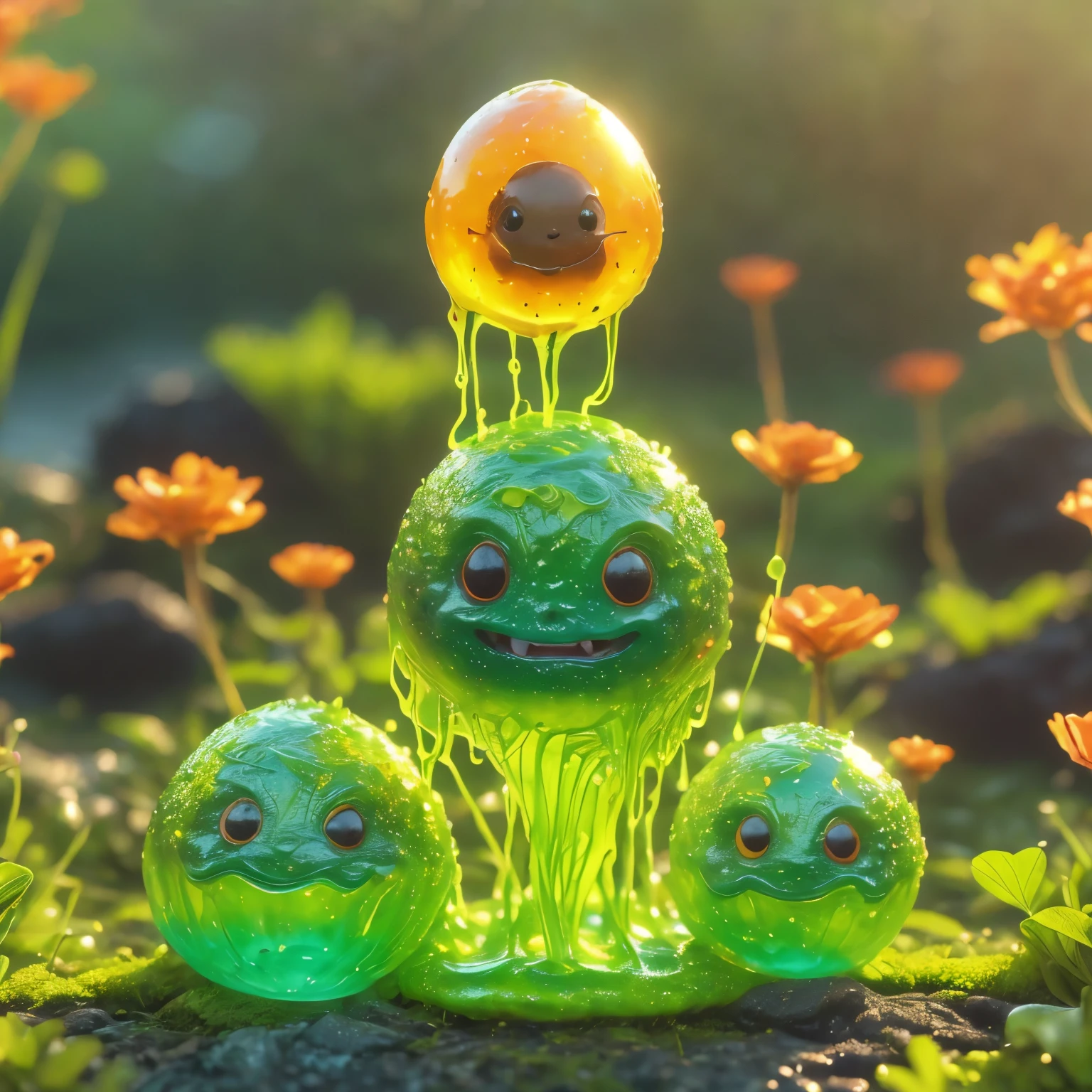 best quality, very good, 1.60,000, ridiculous, Extremely detailed, Cute slime astronaut，Made of translucent boiling lava, Background Alien World，Walk slowly ((A masterpiece full of fantasy elements))), ((Best quality)), ((Intricate details)) (8K), ((best quality)), ((Intricate details)) (8K)