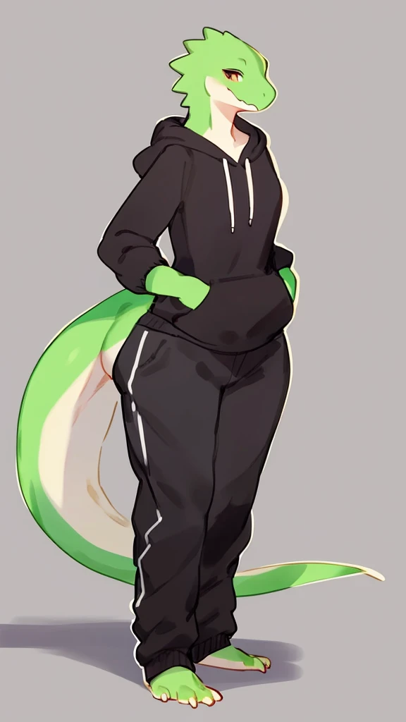 Solo, female,hoodie,bbw,lizard,((by bebebebebe)),big booty,pear shape,neet,pants less