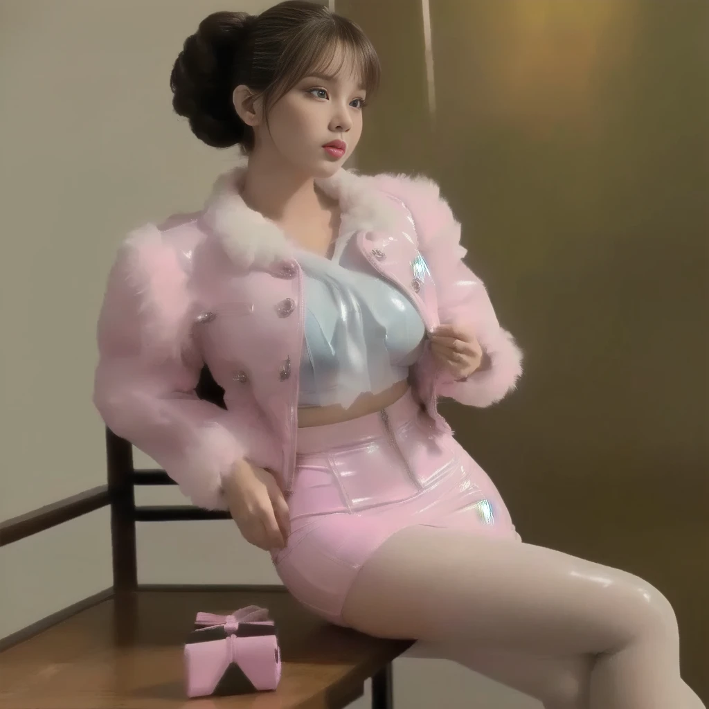 ((nsfw)),((wide hips:1.2)),((curvy crotch:1.2 ))((plump, thighs(:1.2~1.7) ))),(high detailed skin)
(32k, RAW photo, best quality, masterpiece:1.8), (realistic, photo-realistic:1.9), (extremely detailed 32k wallpaper), full body, 23yo woman, (detailed face: 1.5),best quality, masterpiece,china idol,((ultra high detail pink enamel outfit)),(hyperdetailed pantyhose(:1.2~1.7) ),((thong leotard(:1.2~1.7) )),((latex midriff jacket))), ((hyperdetailed costume)),,((latex midriff pink jacket)))(((hyperdetailed blue grossy satin prairie blouse)) ((hyperdetailed shiny pink latex midriff down jacket )), ((hyperdetailed mini skirt)),((backless(:1.2~1.7) )) (32k, ultrarealistic photo :2.0), (best quality, masterpiece:1.5),(intricate thigh high),,(( midriff pink line midriff puffer jacket))) ((High Detail shiny pink-white latex midriff tight down jacket )), ((hyperdetailed grossy clothing:1.8 ))