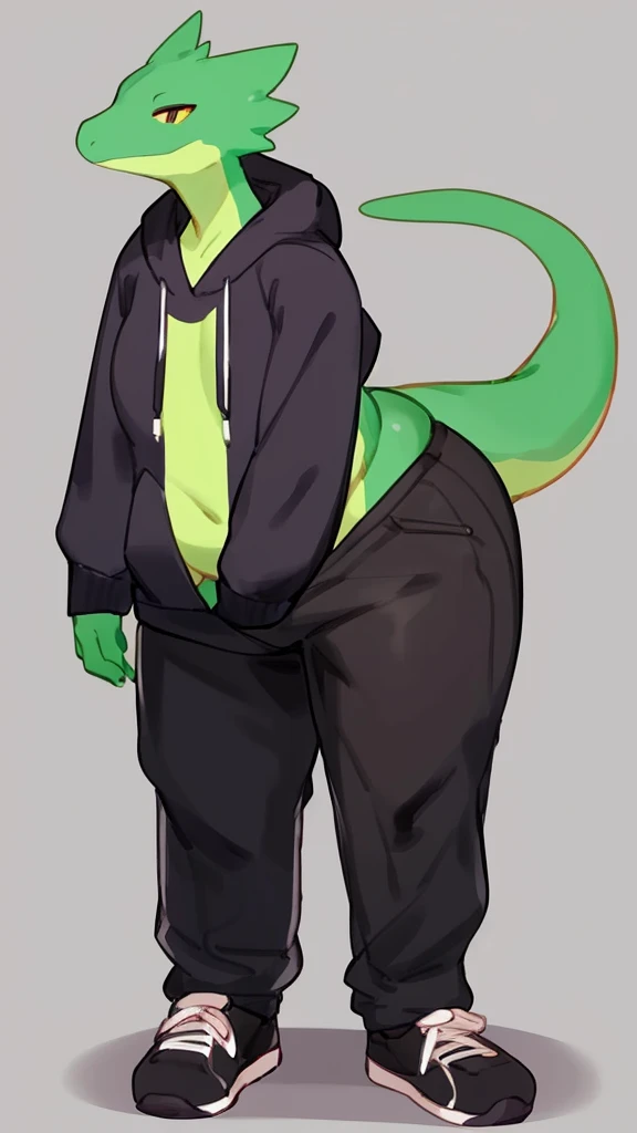 Solo, female,hoodie,bbw,lizard,((by bebebebebe)),big booty,pear shape,neet,pants less