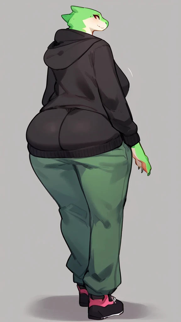 Solo, female,hoodie,bbw,lizard,((by bebebebebe)),big booty,pear shape,neet,pants less
