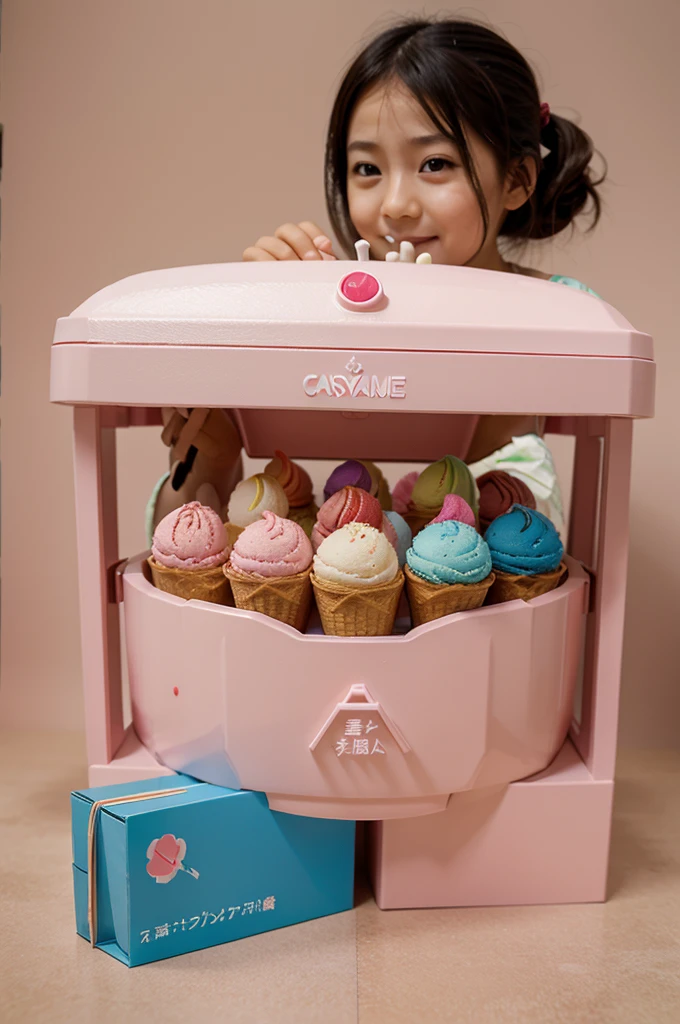 Japanese style ice cream in a candy box for children in a small bright package. Advertising company