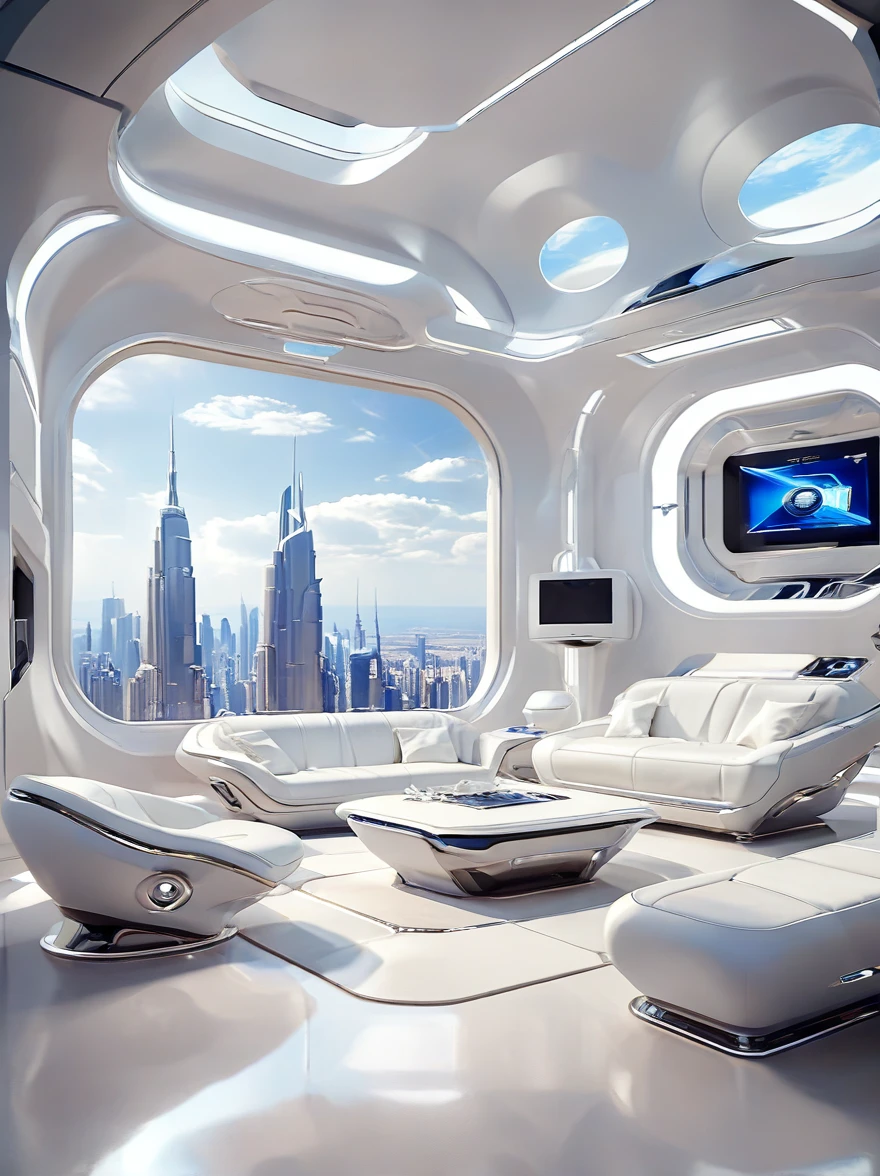 most amazing awesome futuristic sci fi home, amazing lighting, Pure white technology style