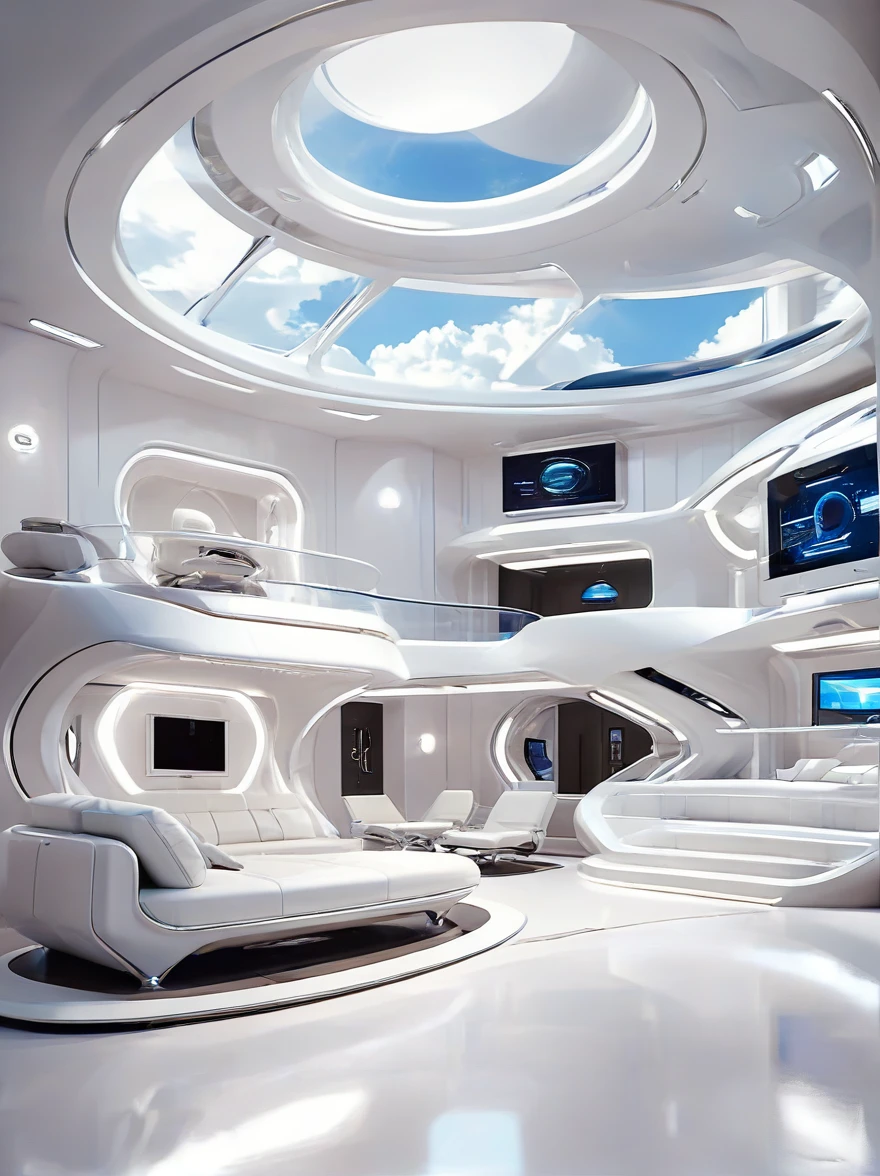 most amazing awesome futuristic sci fi home, amazing lighting, Pure white technology style