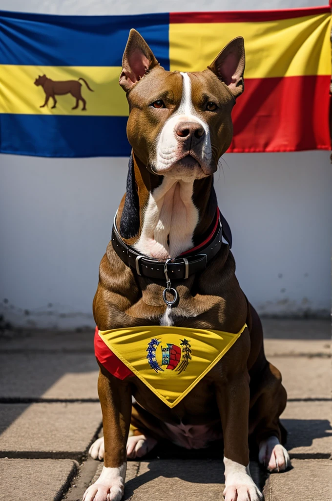 Pitbull dog with Venezuelan flag shirt