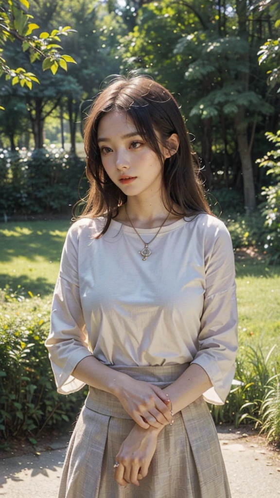 1 girl, happy expression, charming eyes, straight long hair, flowing skirt, big, looking at the sun, calm posture, porcelain-like skin, subtle blush, crystal pendant BREAK Golden Hour, (edge lighting): 1.2, cool colors, sun flare, soft shadows, bright colors, painting effects, fantastic atmosphere BREAK Scenic lakes, distant mountains, pine trees, mountain tops, reflections, sunlit clouds, tranquil atmosphere, idyllic sunrise, Ultra detailed, official art, unified 8k wallpapers, zentangle, mandala
