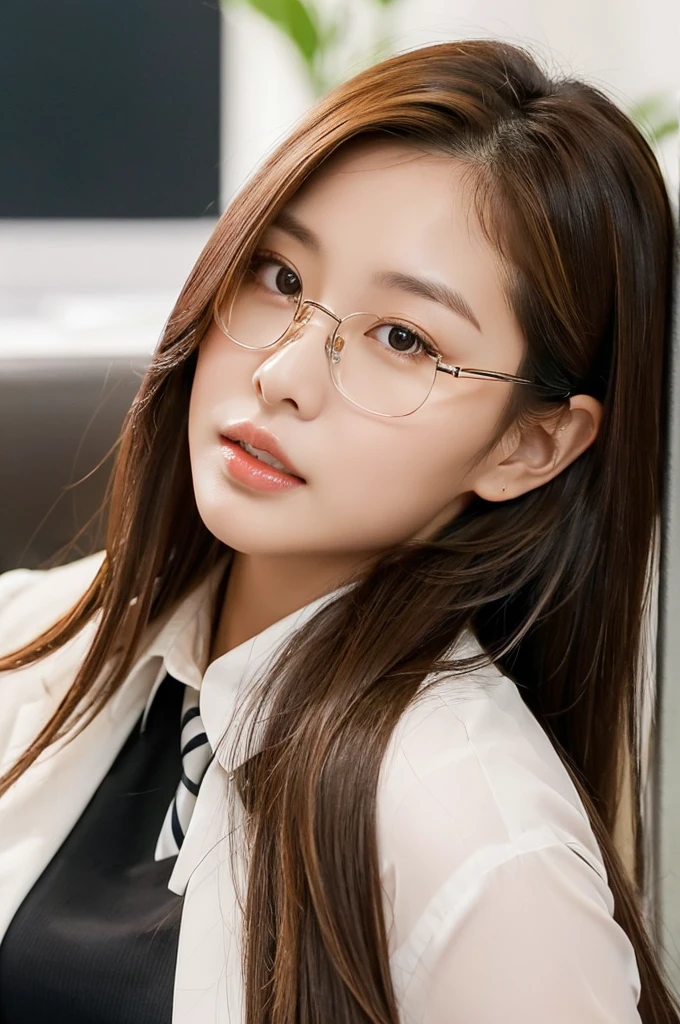 ulzzang -6500-v1.1, (Raw photo:1.2), (Photorealistic:1.4), Beautiful detailed girl, Very detailed eyes and face, Beautiful detailed eyes, Ridiculous, Incredibly ridiculous, Huge file size, High resolution, Very detailed, Best Quality, masutepiece, Kemomimi, (((JK school uniform)), Illustration, Very detailed, nffsw, unified, 8K Wallpaper, amazing, Fine details, masutepiece, Best Quality, Highly detailed ticker uniform 8K wallpaper, Light on Face, Cinematic lighting, 1girl in, sixteen years old, ((No bra)), ()), ((Dynamic Pose)), (Camel toe), (half), 校服、Young Face、Young look、Lori、a beauty girl、Lolita、hi-school girl、eye glass、Glasses Girl、Glasses Pose、The whole picture
