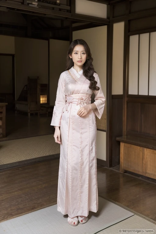 Sengoku period in Japan, Elegant woman, Delicate face，japanese armor , Very detailed details，Ancient buildings, Full body portrait