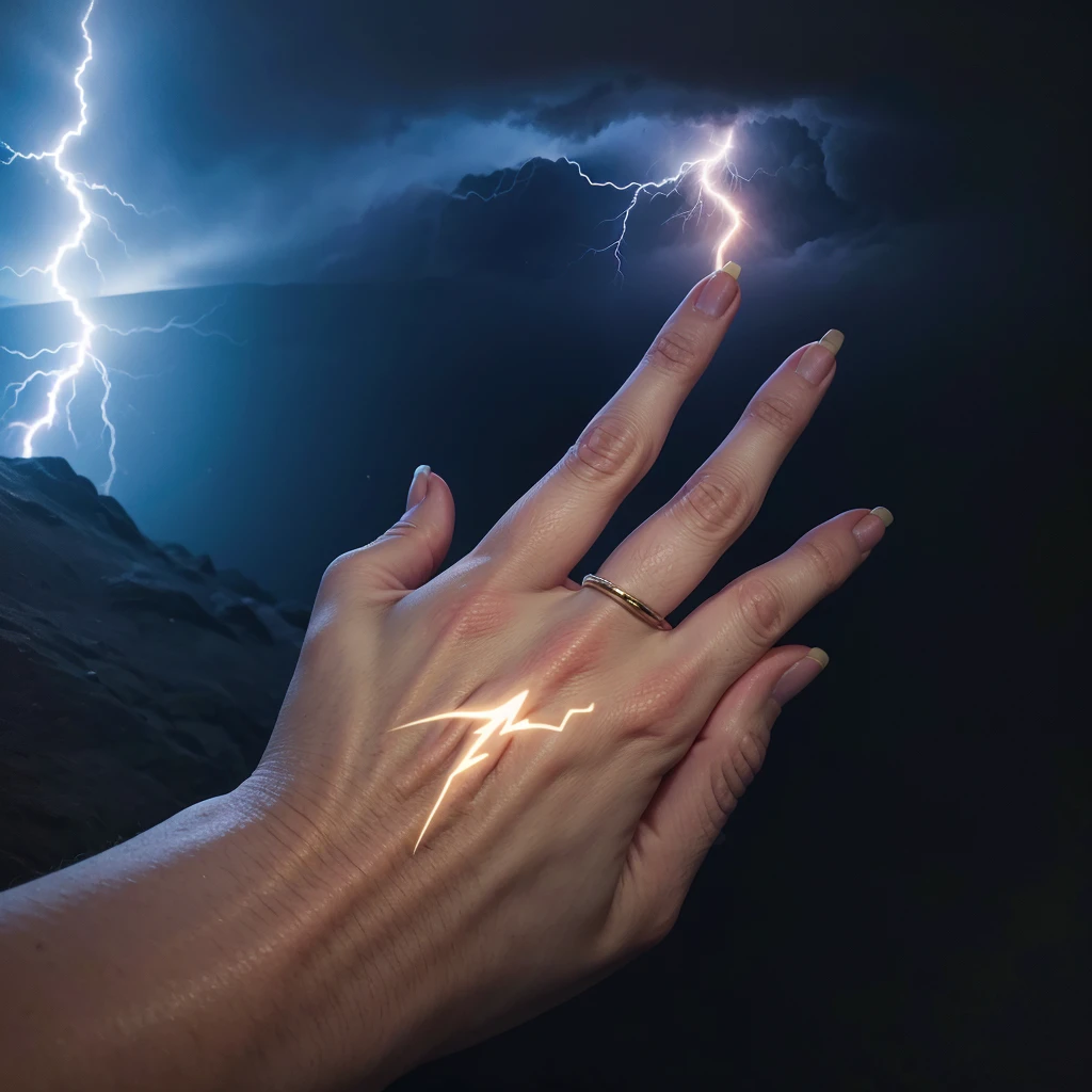 Create a logo of a hand holding a lightning bolt