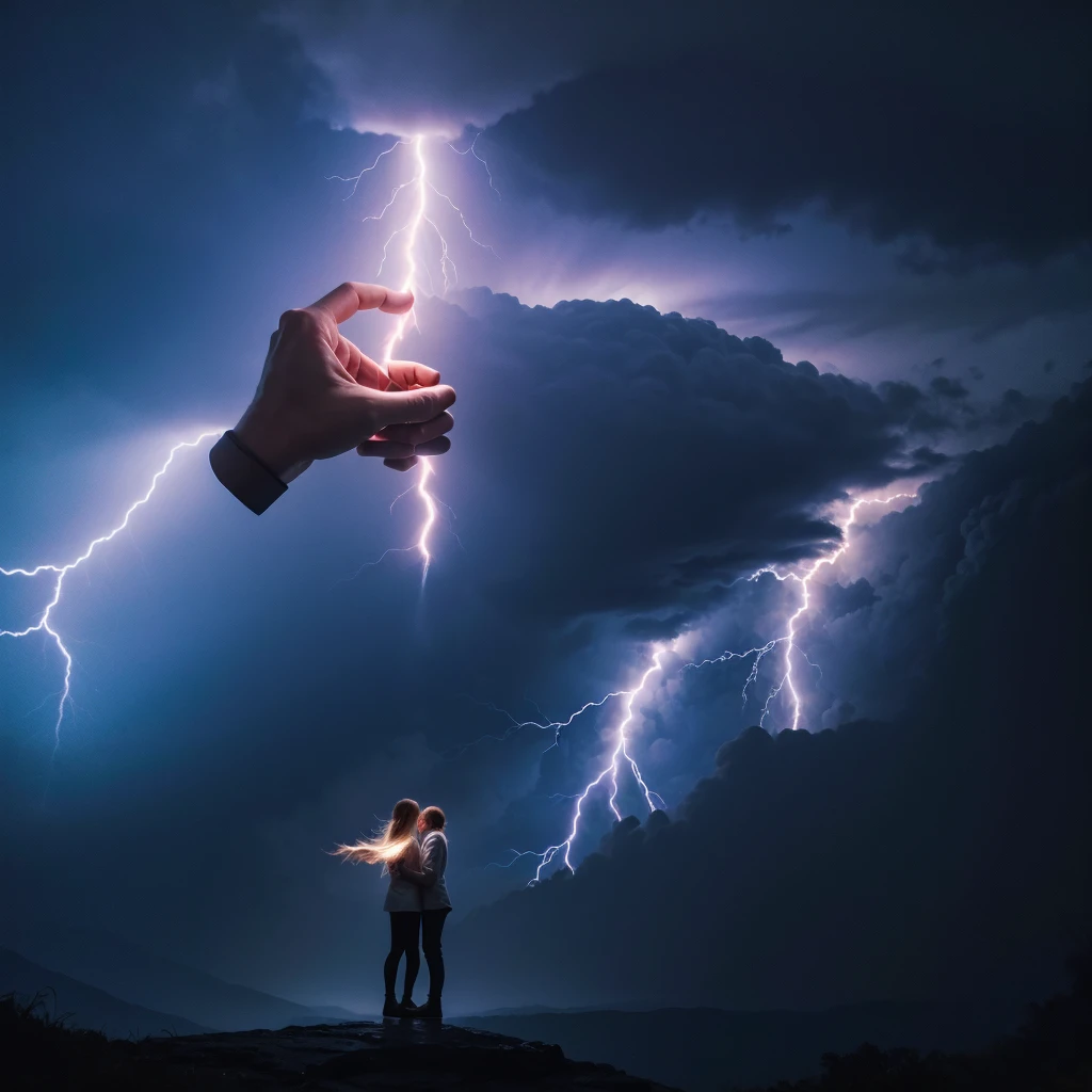 Create a logo of a hand holding a lightning bolt