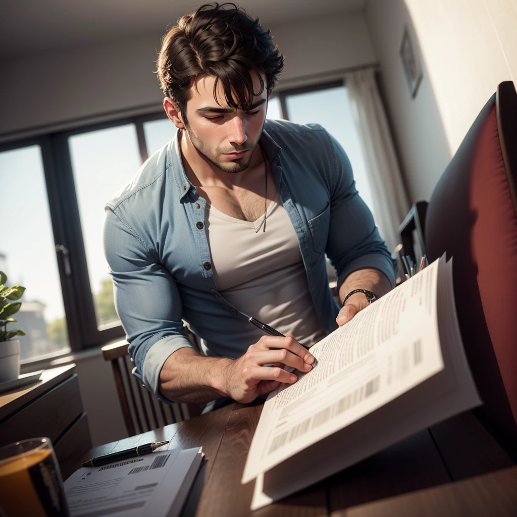 man studying