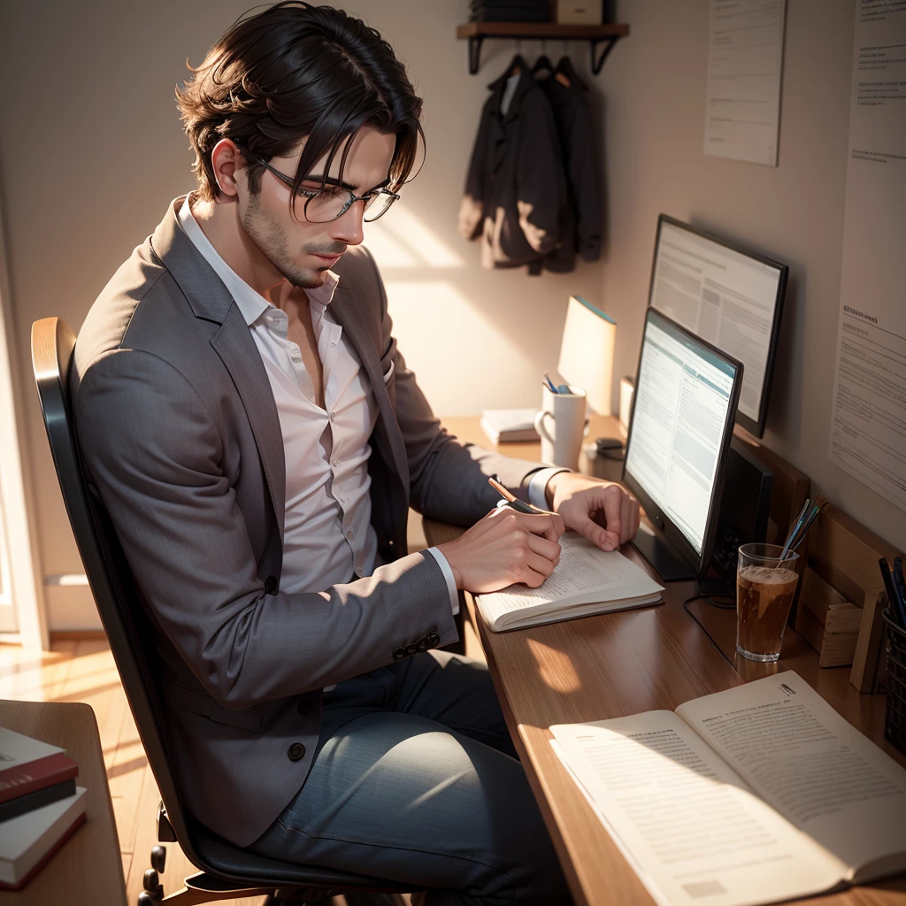 man studying