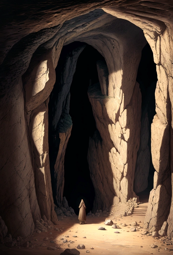 illustration of the cave of adullam, as described in the bible, a cold and dark setting 1520897876