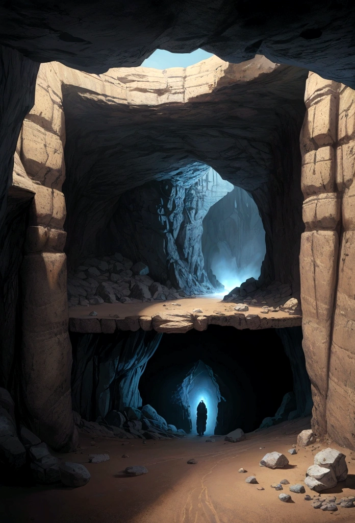 illustration of the cave of adullam, as described in the bible, a cold and dark setting 1520897876