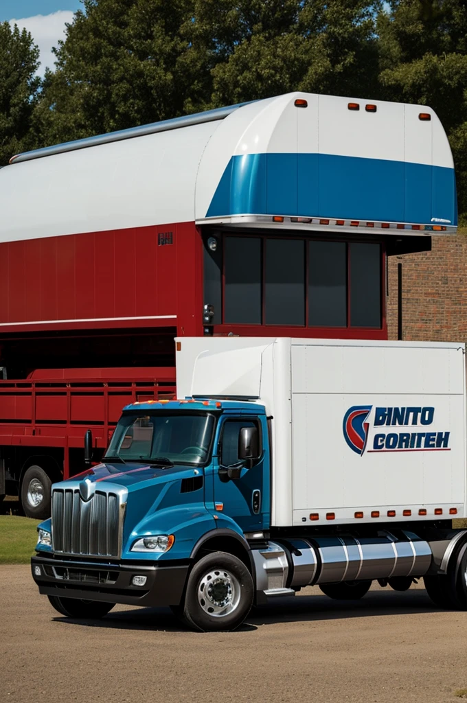 A moving Kenworth tractor unit with a van decorated with the phrase GT PARTS