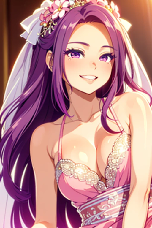 (seira sodeshiro) (highest quality) (very sensual, positive energy) (((solo lady))) (delicate face) (long disheveled hair) ((tanned skin)) (penetrating look) ((extremely pretty)) (she is close to you)) ((teasing you with her hair)) ((your pov)) ((lively colours)) ((loveliest girlfriend)) ((she is seductively smiling at you)) ((in her elegant bridal dress)) ((loving expression))