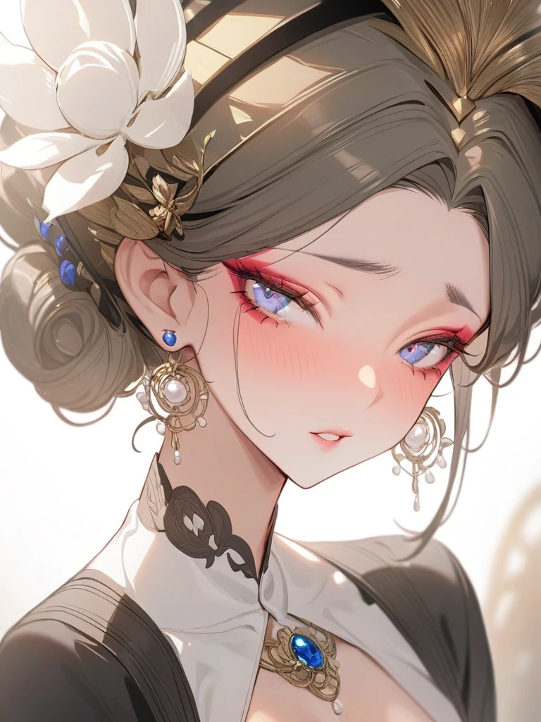 (masterpiece, Best quality:1.2), 1 girl, Single, черные hair, leather details, beautiful facial features, Exquisite makeup, exquisite eyes, Eye details, hair, flicker