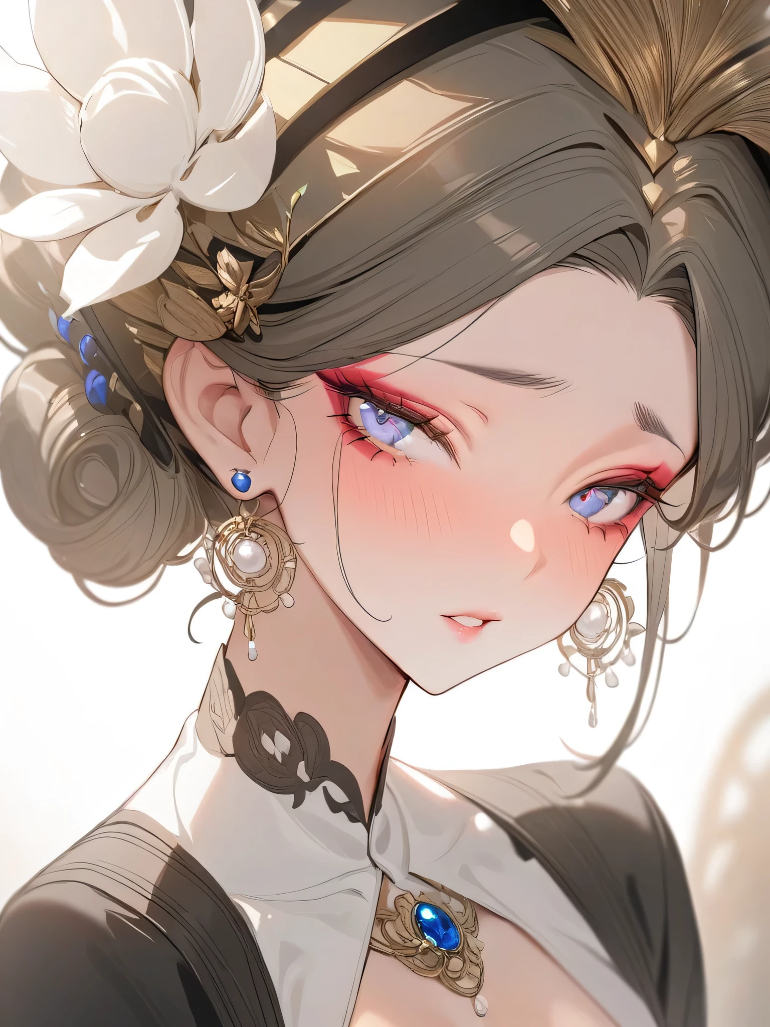 (masterpiece, Best quality:1.2), 1 girl, Single, черные hair, leather details, beautiful facial features, Exquisite makeup, exquisite eyes, Eye details, hair, flicker