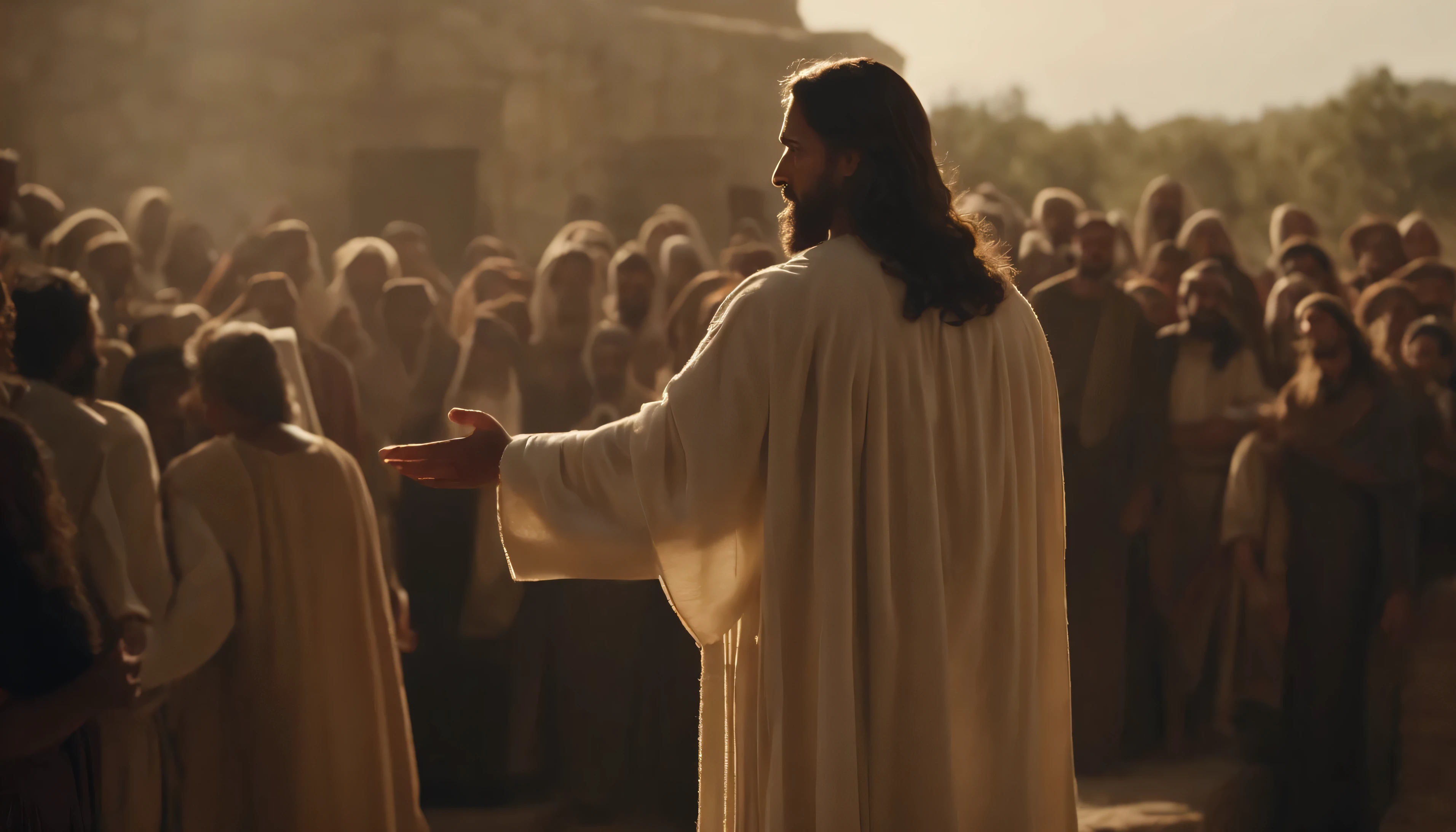 Jesus is speaking to the crowd and a woman stands up and talks to Jesus