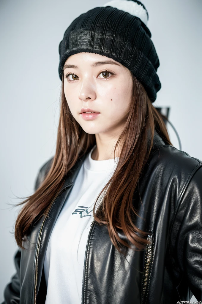 (
(8k:1.27), best quality, masterpiece, ultra highres:1.2) Photo of Pretty Japanese woman
(beautiful:1.1) (sci-fi warrior woman:1.1) space soldier, (beanie:1.61) (leather jacket:1.21) intricate elegant, fantasy, detailed, ometric by greg rutkowski and alphonse mucha, gradient lighting