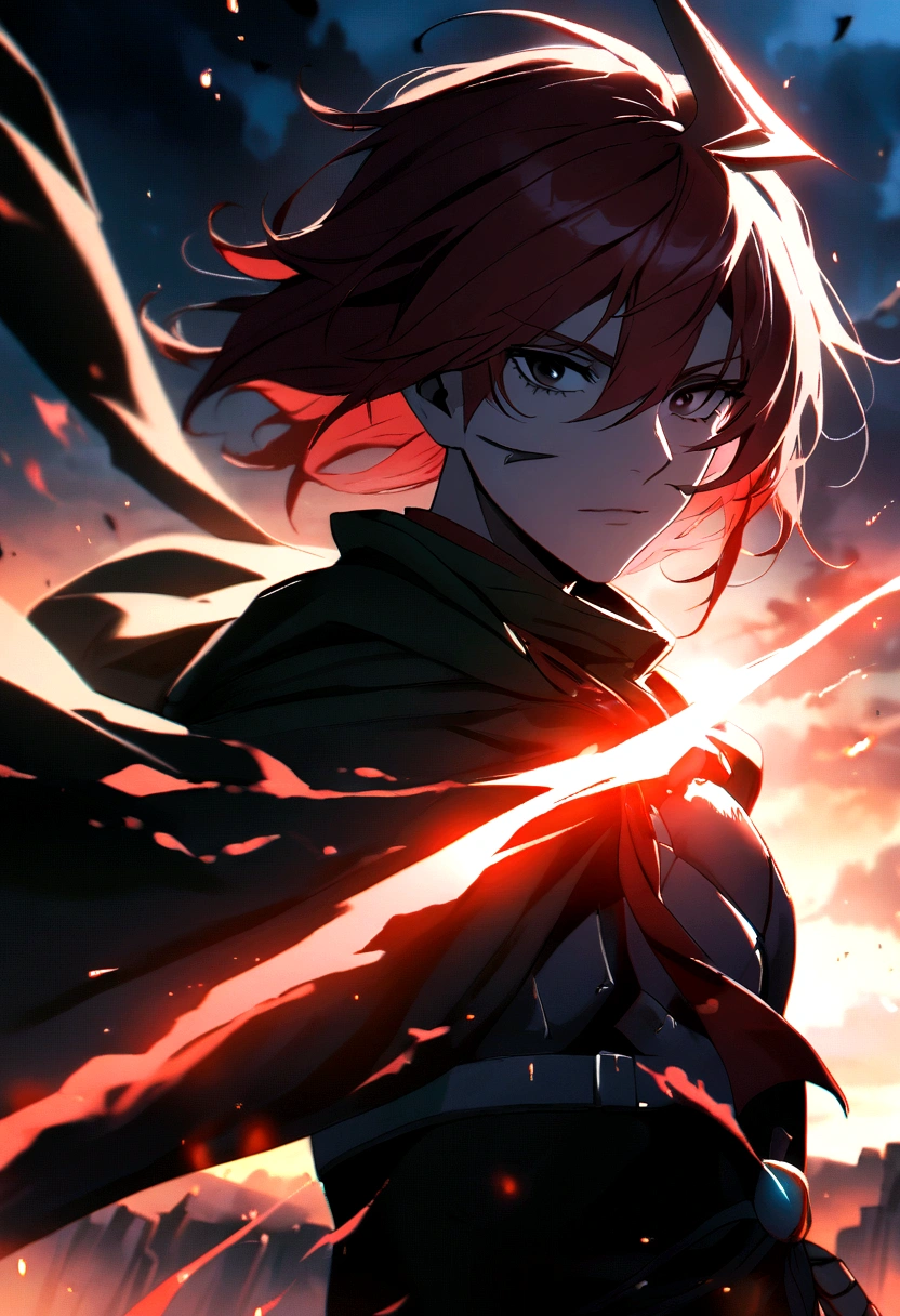 Rogue heroe with red hairs and black eyes