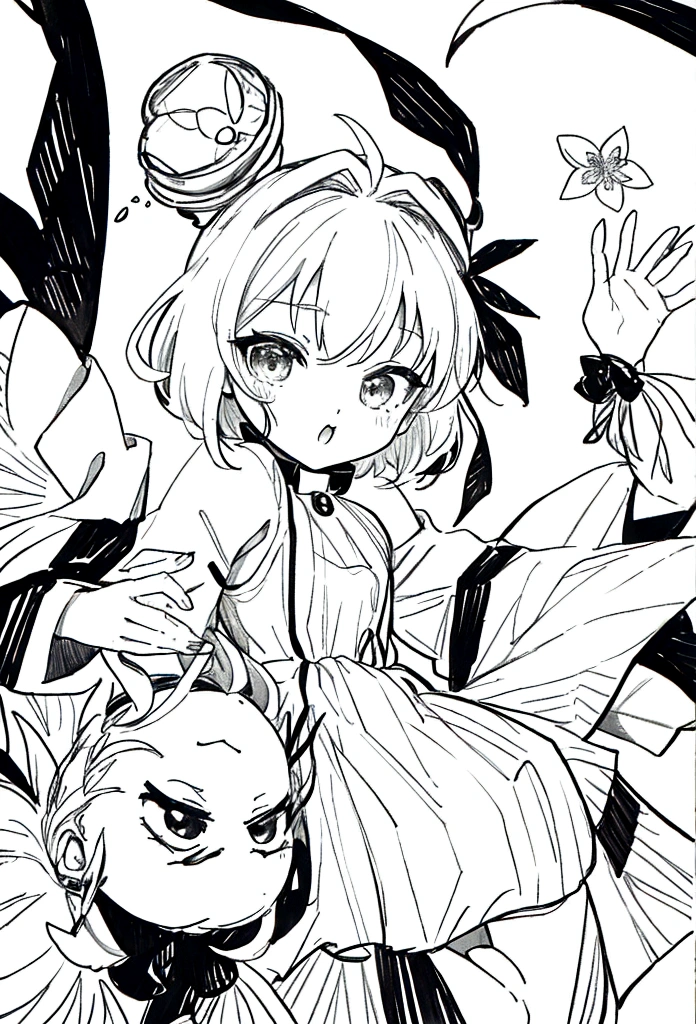 chibi black and white