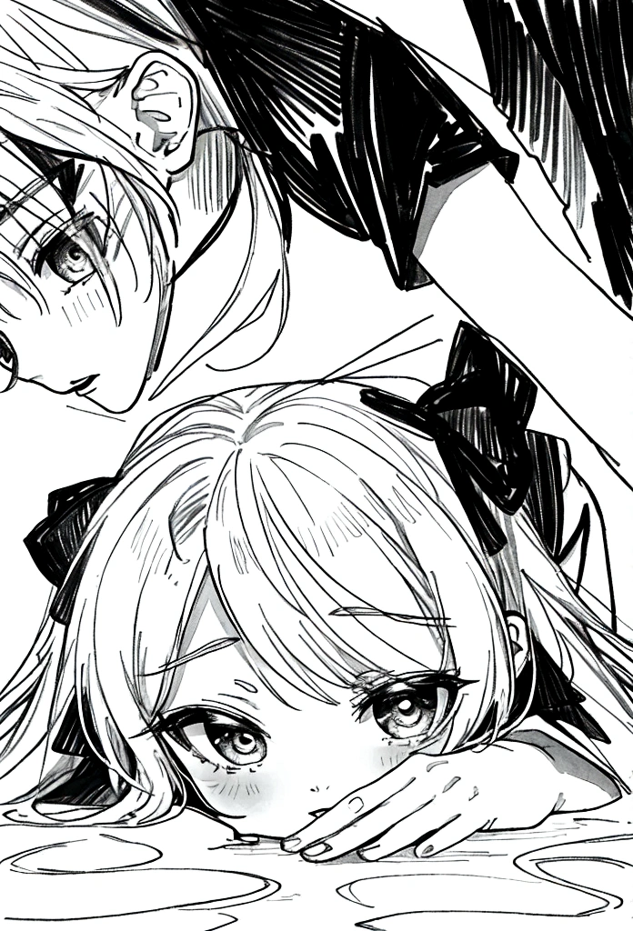 chibi black and white