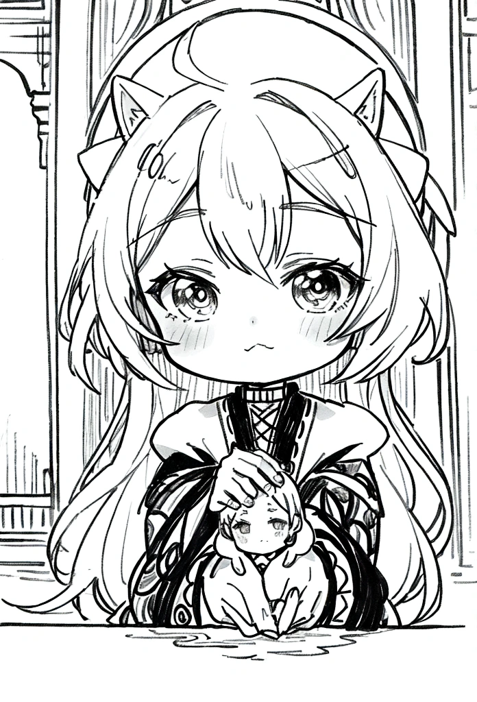 chibi black and white