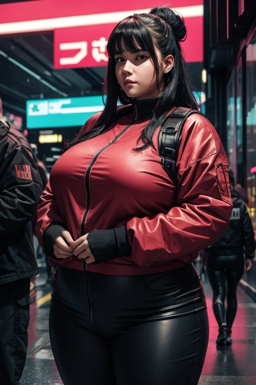 Cyberpunk, Somoan woman, Heavyset woman, wearing workers clothing