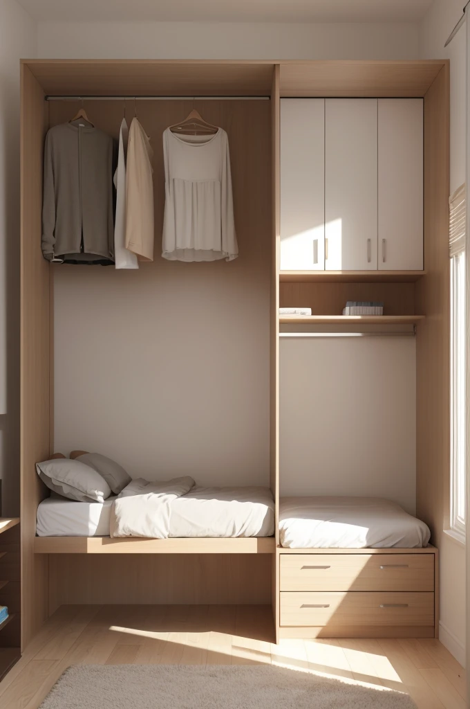 Create a bedroom with a double bed plus a single bed and a single wardrobe plus a desk