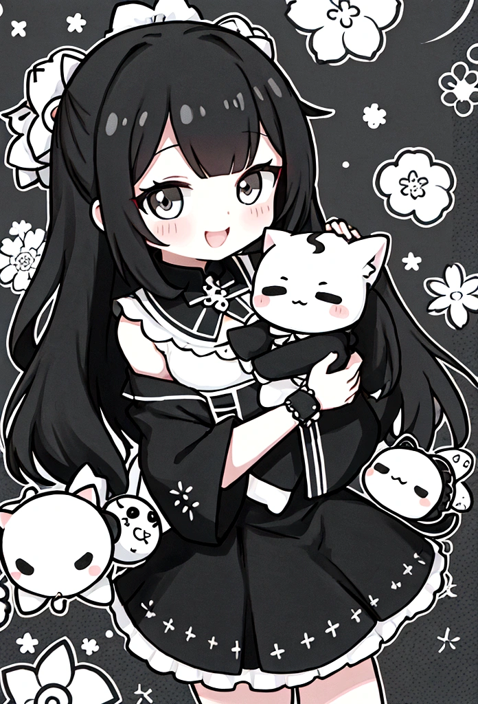chibi black and white
